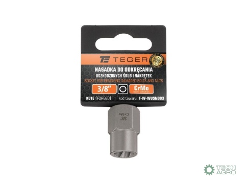 Nasadka do odkręcania uszkodzonych śrubi nakrętek, 3/8" - kute/ stal Cr-Mo, Teger Nasadka do odkręcania uszkodzonych śrubi nakrętek, 3/8" - kute/ stal Cr-Mo, Teger
