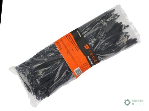 Opaski kablowe, opaski zaciskowe,tyrytytki, trytytki, 7.5 x 400mm 100 szt w worku czarne odporne na UV, Teger