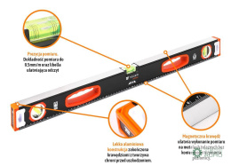 Poziomnica aluminiowa/magnetyczna 80 cm Extreme / TEGER