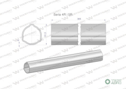 Rura zewnętrzna Seria 4R i 5R do wału 510 przegubowo-teleskopowego 51.5x3 mm 385 mm WARYŃSKI