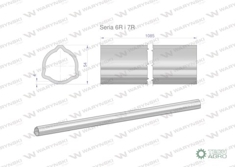 Rura zewnętrzna Seria 6R i 7R do wału 1210 przegubowo-teleskopowego 54x4 mm 1085 mm WARYŃSKI