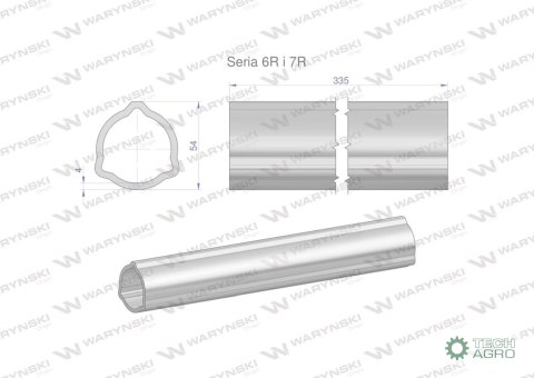 Rura zewnętrzna Seria 6R i 7R do wału 460 przegubowo-teleskopowego 54x4 mm 335 mm WARYŃSKI