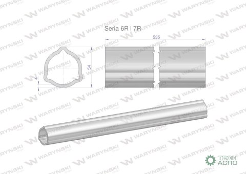 Rura zewnętrzna Seria 6R i 7R do wału 660 przegubowo-teleskopowego 54x4 mm 535 mm WARYŃSKI Rura zewnętrzna Seria 6R i 7R do wału 660 przegubowo-teleskopowego 54x4 mm 535 mm WARYŃSKI