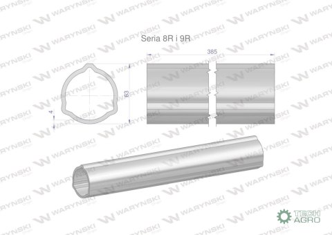 Rura zewnętrzna Seria 8R i 9R do wału 510 przegubowo-teleskopowego 63x4 mm 385 mm WARYŃSKI Rura zewnętrzna Seria 8R i 9R do wału 510 przegubowo-teleskopowego 63x4 mm 385 mm WARYŃSKI