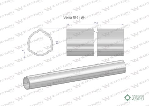 Rura zewnętrzna Seria 8R i 9R do wału 660 przegubowo-teleskopowego 63x4 mm 535 mm WARYŃSKI Rura zewnętrzna Seria 8R i 9R do wału 660 przegubowo-teleskopowego 63x4 mm 535 mm WARYŃSKI