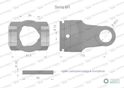 Widłak rury zewnętrznej 54x4 krzyżak 30.2x91.4 Seria 6R Waryński Widłak rury zewnętrznej 54x4 krzyżak 30.2x91.4 Seria 6R Waryński