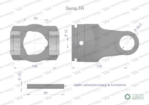 Widłak rury zewnętrznej 54x4 krzyżak 30x106 Seria 7R Waryński Widłak rury zewnętrznej 54x4 krzyżak 30x106 Seria 7R Waryński