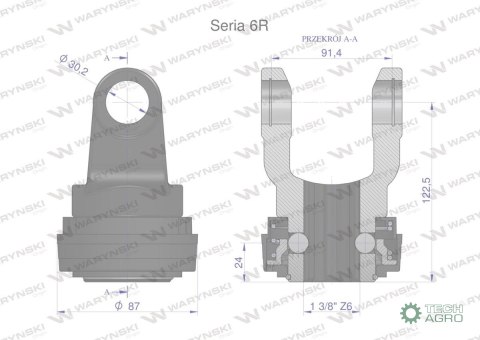 Widłak z pierścieniem 1 3/8 Z6 - 30.2X91.4 Seria 6R CE2020 Waryński Widłak z pierścieniem 1 3/8 Z6 - 30.2X91.4 Seria 6R CE2020 Waryński
