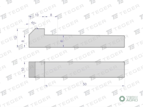 Klin z noskiem 10x8x50 TEGER,