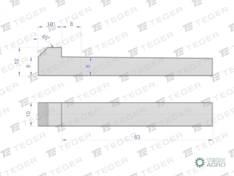 Klin z noskiem 10x8x63 TEGER,