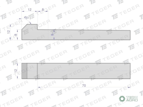 Klin z noskiem 12x8x70 TEGER,