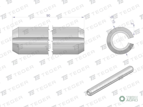 Kołek sprężysty 10x90 TEGER,