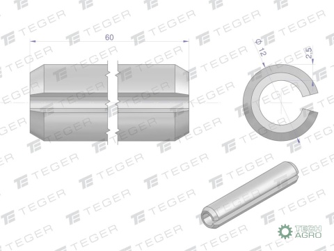 Kołek sprężysty 12x60 TEGER,