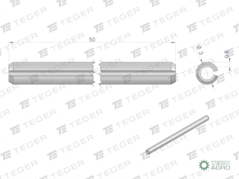 Kołek sprężysty 3x50 TEGER,
