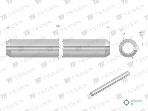 Kołek sprężysty 4x50 TEGER,