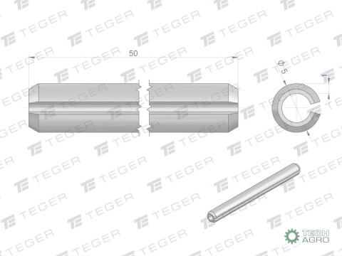 Kołek sprężysty 5x50 TEGER,