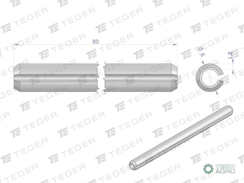 Kołek sprężysty 6x80 TEGER,