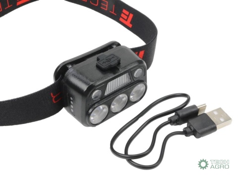 Latarka czołówka LED COB, 200 lmuruchamiana gestem akumulator 650 mAh ładowana USB-C, Teger