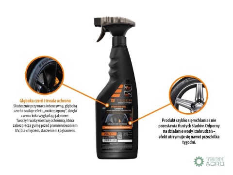 Preparat do nabłyszczania i konserwacjiopon - Czernidło PROFESSIONAL, 750ml - atomizer, Teger