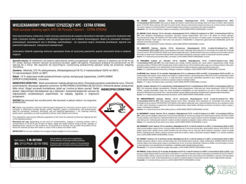 Wielozadaniowy preparat czyszczący APC(All Purpose Cleaner) EXTRA STRONG (koncentrat) 5l, Teger