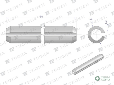 Kołek sprężysty 7x50 TEGER,