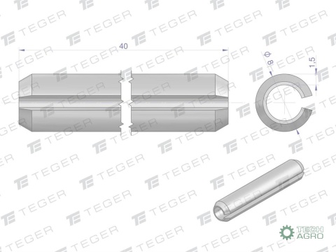 Kołek sprężysty 8x40 TEGER,