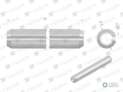 Kołek sprężysty 8x60 TEGER,