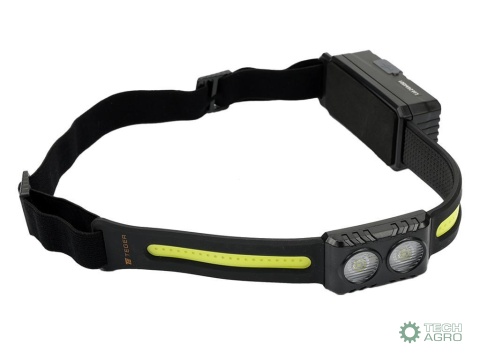 Latarka czołówka, paskowa SOFT LED COBz aktywacją gestem i podwójnym spotem 500lm 2000mAh USB, Teger
