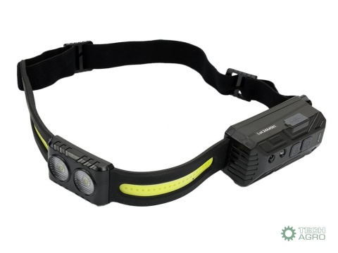 Latarka czołówka, paskowa SOFT LED COBz aktywacją gestem i podwójnym spotem 500lm 2000mAh USB, Teger