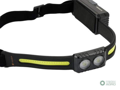 Latarka czołówka, paskowa SOFT LED COBz aktywacją gestem i podwójnym spotem 500lm 2000mAh USB, Teger