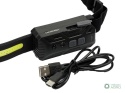 Latarka czołówka, paskowa SOFT LED COBz aktywacją gestem i podwójnym spotem 500lm 2000mAh USB, Teger
