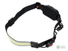 Latarka czołówka, paskowa SOFT LEDCOB 450lm z funkcją RED z tyłu ładowana USB, Teger
