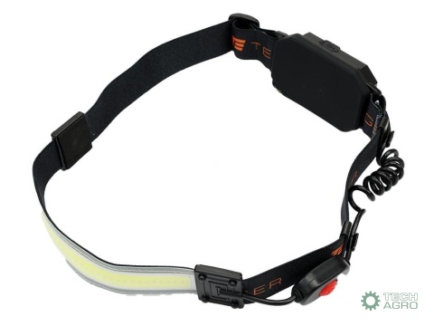Latarka czołówka, paskowa SOFT LEDCOB 450lm z funkcją RED z tyłu ładowana USB, Teger