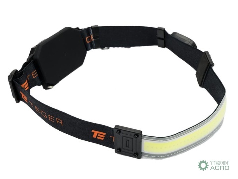 Latarka czołówka, paskowa SOFT LEDCOB 450lm z funkcją RED z tyłu ładowana USB, Teger