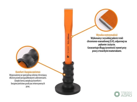 Przecinak płaski z osłoną, 19x300 mm,Teger