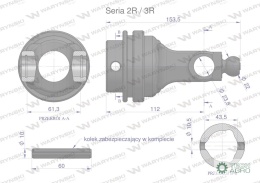 Widłak wewnętrzny, przegubuszerokokątnego wału Seria 2R. 3R na rurę 43.5 - miseczka 23,8, Waryński