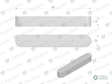 Wpust pryzmatyczny 10x8x63 TEGER,