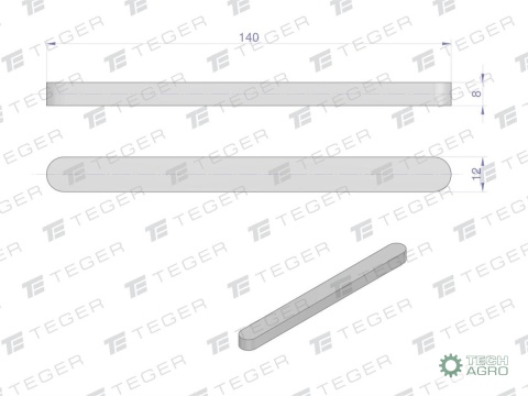 Wpust pryzmatyczny 12x8x140 TEGER,