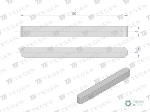 Wpust pryzmatyczny 5x5x50 TEGER,