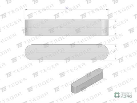 Wpust pryzmatyczny 6x6x32 TEGER,