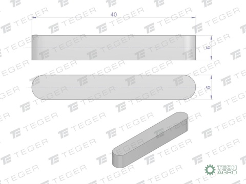 Wpust pryzmatyczny 6x6x40 TEGER,