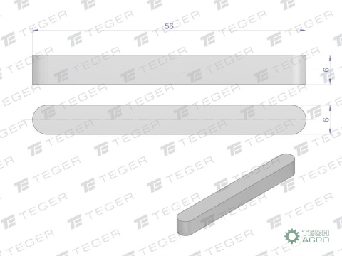 Wpust pryzmatyczny 6x6x56 TEGER,