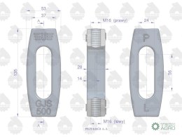 Nakrętka napinająca. śruba rzymska łańcucha bocznego C-360 ORYGINAŁ URSUS