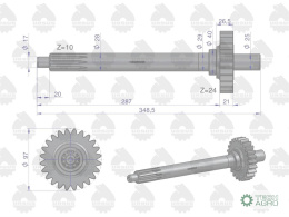 Wałek sprzęgłowy I-stopień gruby frez Z-24/10 964925M3 MF3 ORYGINAŁ URSUS