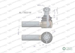 Przegub kierowniczy 106mm - M24x1,5 AL178031 WARYŃSKI