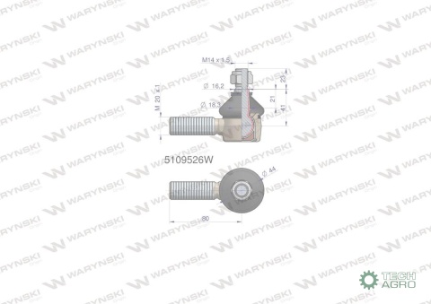 Przegub kierowniczy 80mm- M20x1 5109526 WARYŃSKI