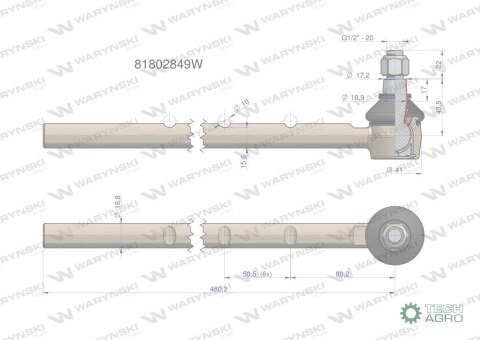 Przegub kierowniczy 81802849 WARYŃSKI