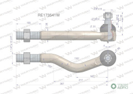 Przegub kierowniczy lewy 367mm - 1 1/4