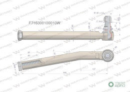 Przegub kierowniczy lewy 395mm- M26x1,5 F716300100010 WARYŃSKI