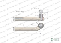 Przegub kierowniczy prawy 258mm- M24x1,5 AL116741 WARYŃSKI